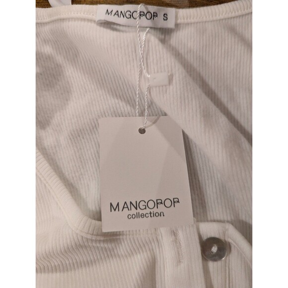 Minimalist Ribbed Henley Bodysuit – Size S – Cream – Long Sleeve – NWT -MANGOPOP - Picture 5 of 6